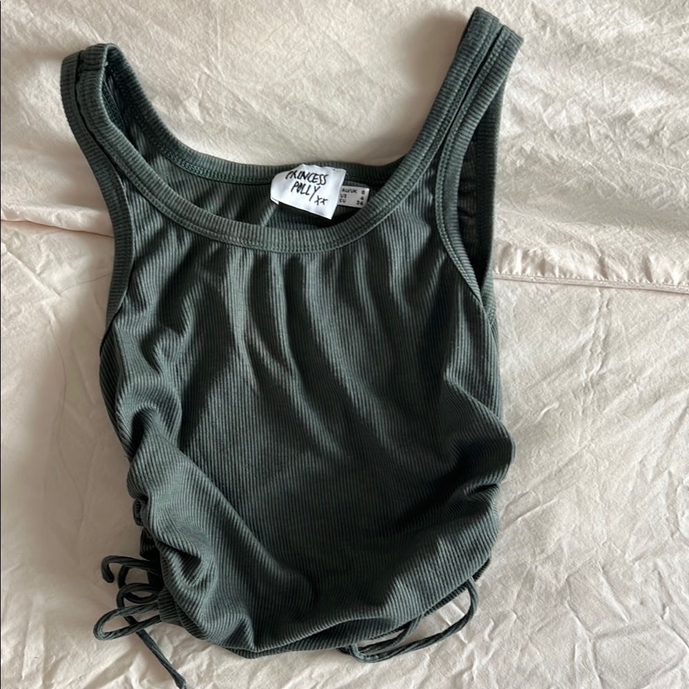 Dark Green Ribbed Tank Top